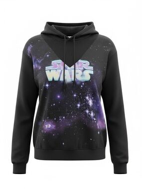 Star Wars Women's Black Hoodie with Purple Galaxy Print